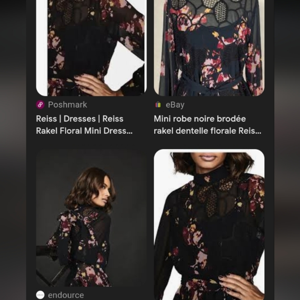 Reiss - Sheer Floral Mini Dress with Lace Accents